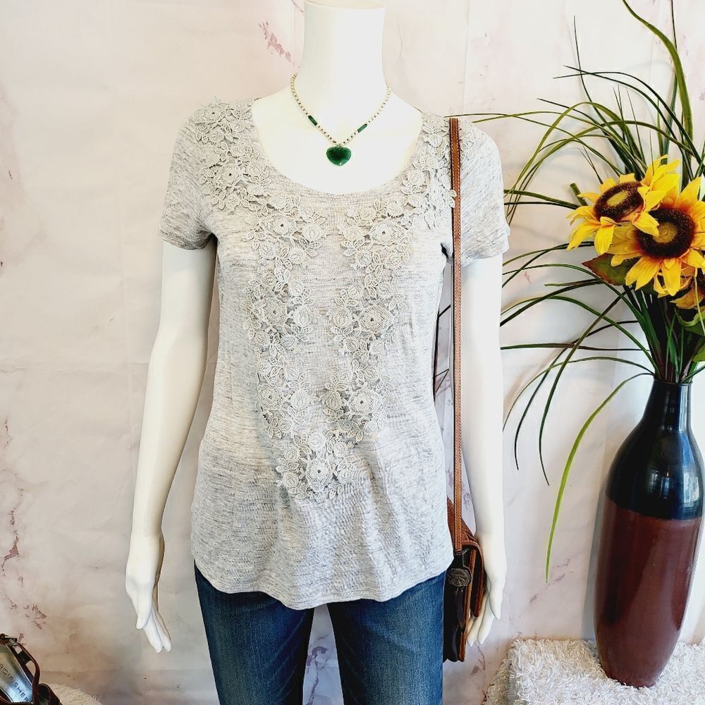 Sundance linen pretty lace detail top